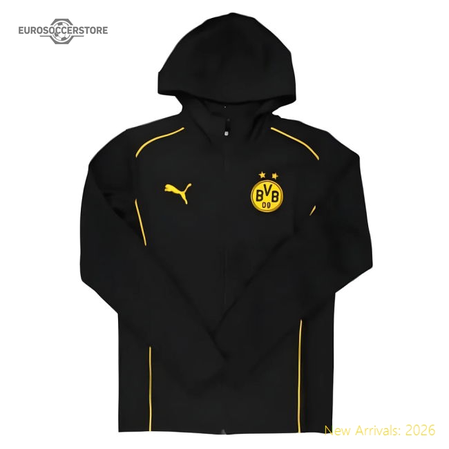 2024-2025 Borussia Dortmund Casuals Hooded Jacket (Black)-Vantage Point Soccer