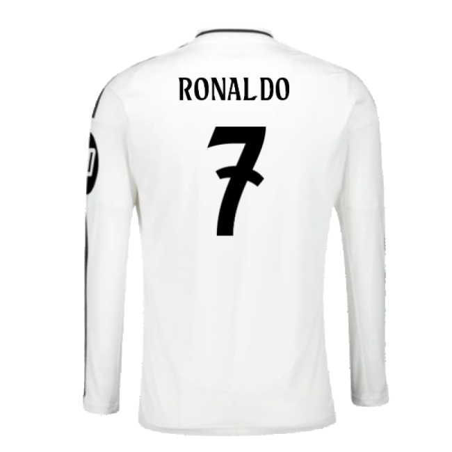 2024-2025 Real Madrid Long Sleeve Home Shirt (Ronaldo 7)-Vantage Point Soccer