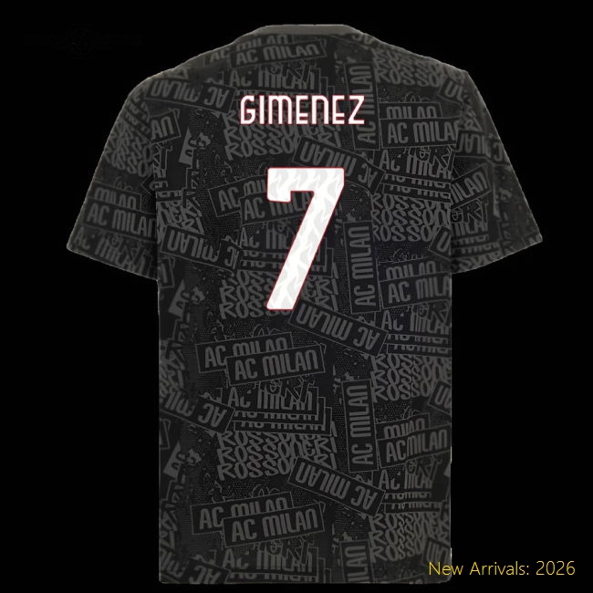 2025-2026 AC Milan ftblCulture Tee AOP (Black) (Gimenez 7)-Vantage Point Soccer