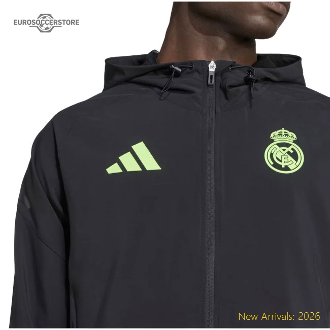 2025-2026 Real Madrid Pro Vis Tech Jacket (Black)-Vantage Point Soccer