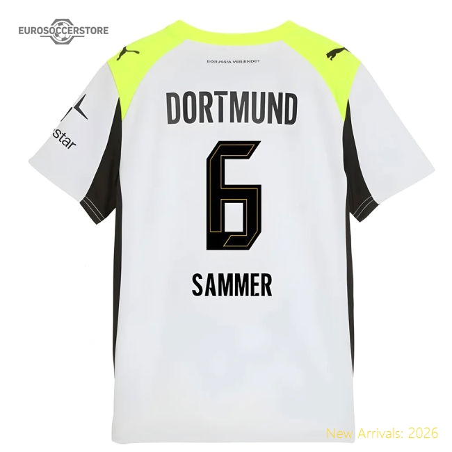 2025-2026 Borussia Dortmund Away Shirt (Kids) (Sammer 6)-Vantage Point Soccer
