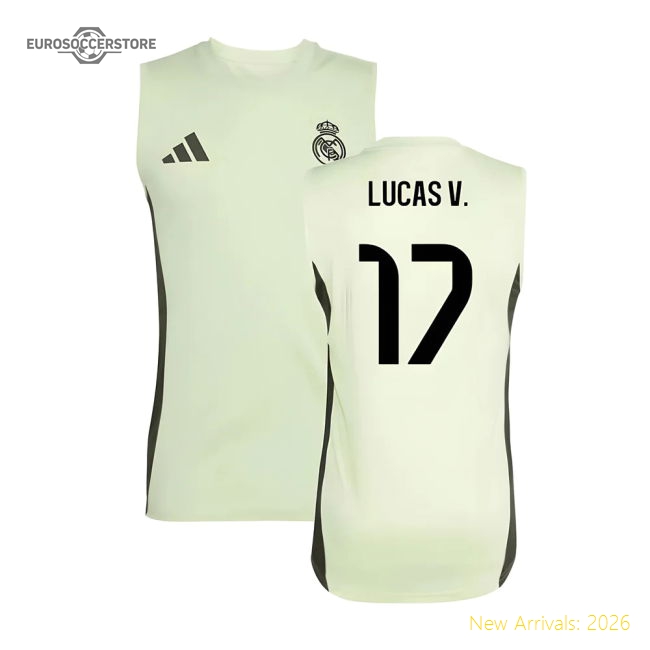 2025-2026 Real Madrid Sleeveless Training Jersey (Almost Lime) (Lucas V. 17)-Vantage Point Soccer