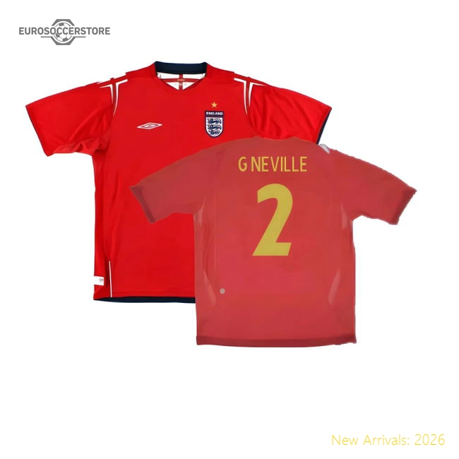 England 2006-08 Away Shirt (XLB 158cm) (Excellent) (G NEVILLE 2)-Vantage Point Soccer