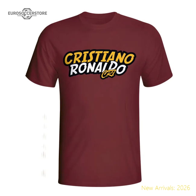 Cristiano Ronaldo Comic Book T-shirt (maroon) - Kids-Vantage Point Soccer