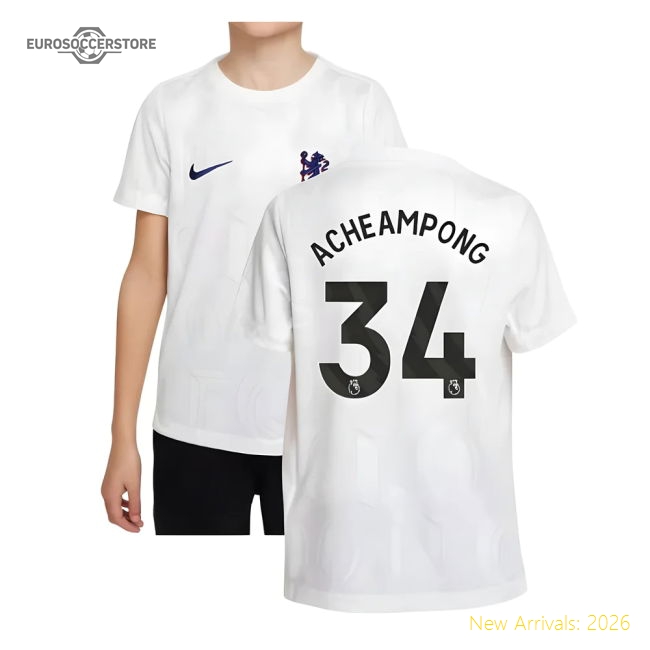2025-2026 Chelsea Pre-Match Shirt (White) - Kids (Acheampong 34)-Vantage Point Soccer