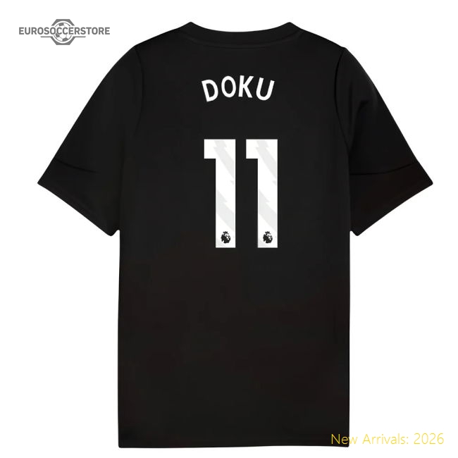 2025-2026 Man City Training Jersey (Black) - Kids (Doku 11)-Vantage Point Soccer