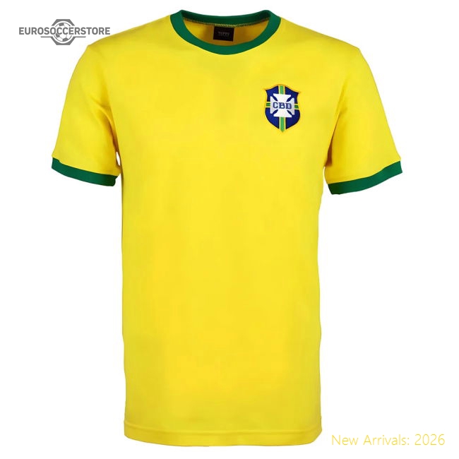 Brazil 1970's World Cup Retro T-Shirt - Yellow/Green-Vantage Point Soccer