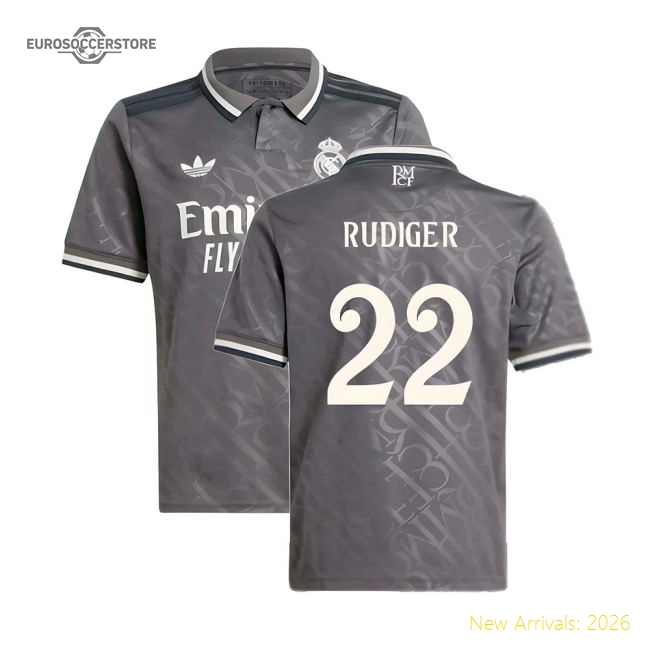 2024-2025 Real Madrid Third Shirt (Kids) (Rudiger 22)-Vantage Point Soccer