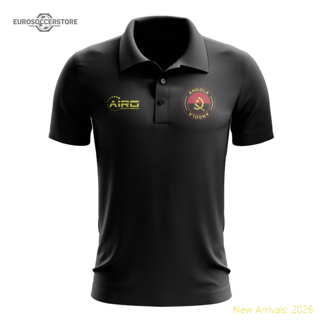 Angola Football Polo Shirt (Black)-Vantage Point Soccer