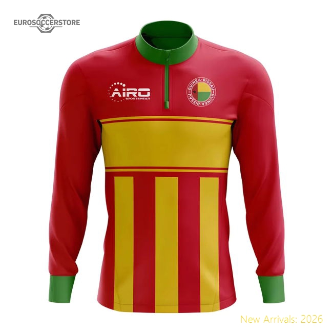 Guinea Bissau Concept Football Half Zip Midlayer Top (Red-Yellow)-Vantage Point Soccer