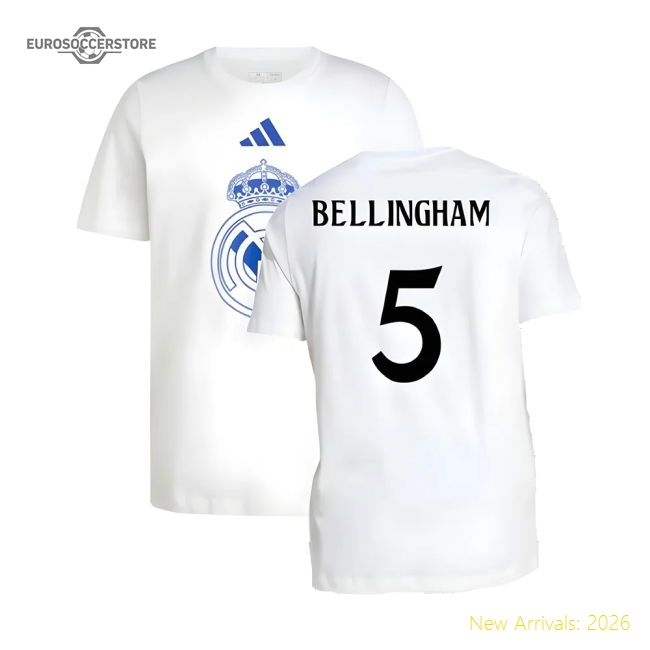 2024-2025 Real Madrid DNA Graphic Tee (White) (Bellingham 5)-Vantage Point Soccer