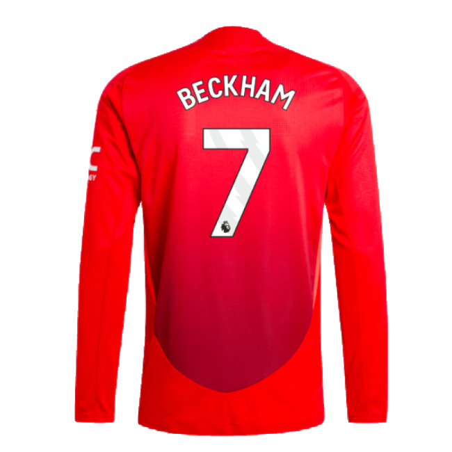 2024-2025 Man Utd Authentic Long Sleeve Home Shirt (Beckham 7)-Vantage Point Soccer