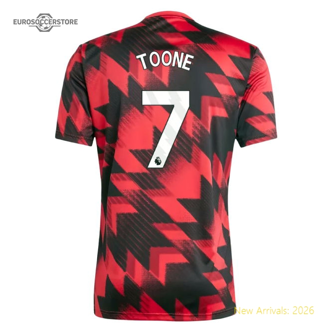 2025-2026 Man Utd Pre-Match Shirt (Red) (Toone 7)-Vantage Point Soccer