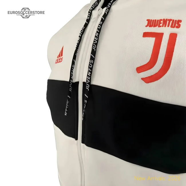 2019-2020 Juventus Adidas 3S Full Zip Hoody (White)-Vantage Point Soccer