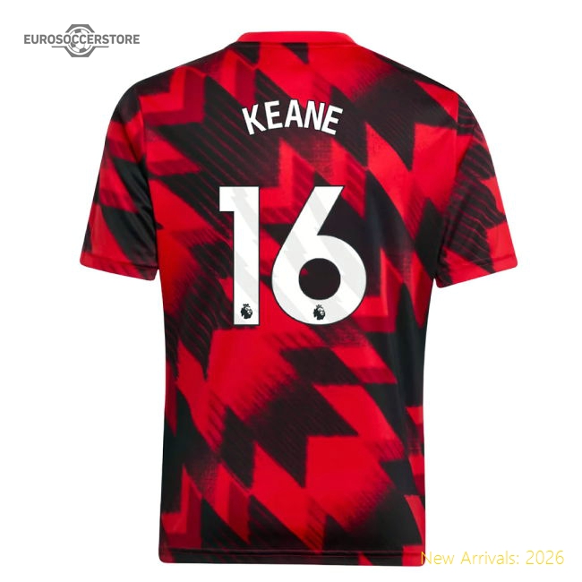 2025-2026 Man Utd Pre-Match Shirt (Red) - Kids (Keane 16)-Vantage Point Soccer