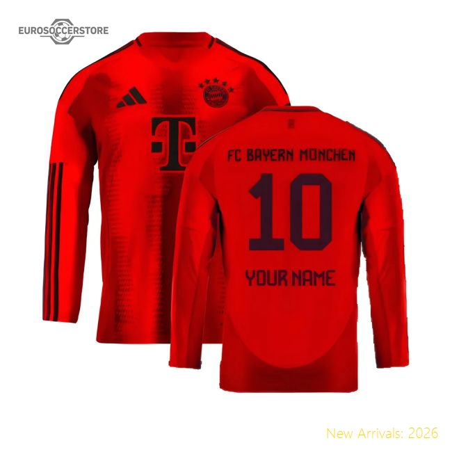 2024-2025 Bayern Munich Long Sleeve Home Shirt (Kids) (Your Name)-Vantage Point Soccer