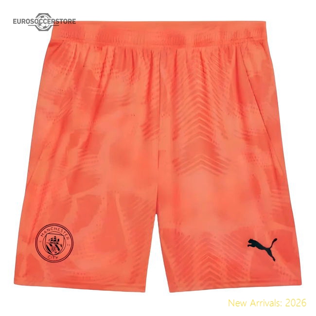 2024-2025 Man City Home Goalkeeper Shorts (Neon Sun)-Vantage Point Soccer