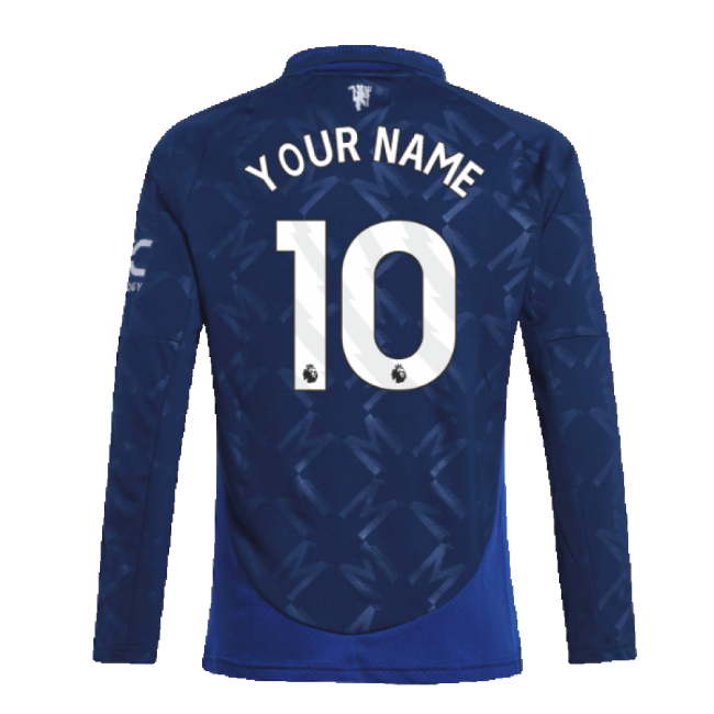 2024-2025 Man Utd Long Sleeve Away Shirt (Kids) (Your Name)-Vantage Point Soccer