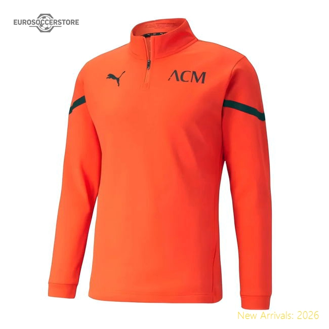 2021-2022 AC Milan Pre-Match Half Zip Top (Red)-Vantage Point Soccer