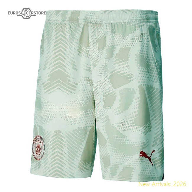 2024-2025 Man City Away Goalkeeper Shorts (Alpine Snow)-Vantage Point Soccer