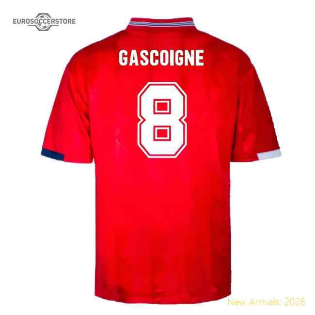 England 1989 Away Retro Shirt (Gascoigne 8)-Vantage Point Soccer