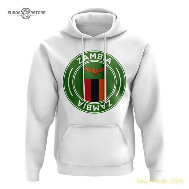 Zambia Football Badge Hoodie (White)-Vantage Point Soccer