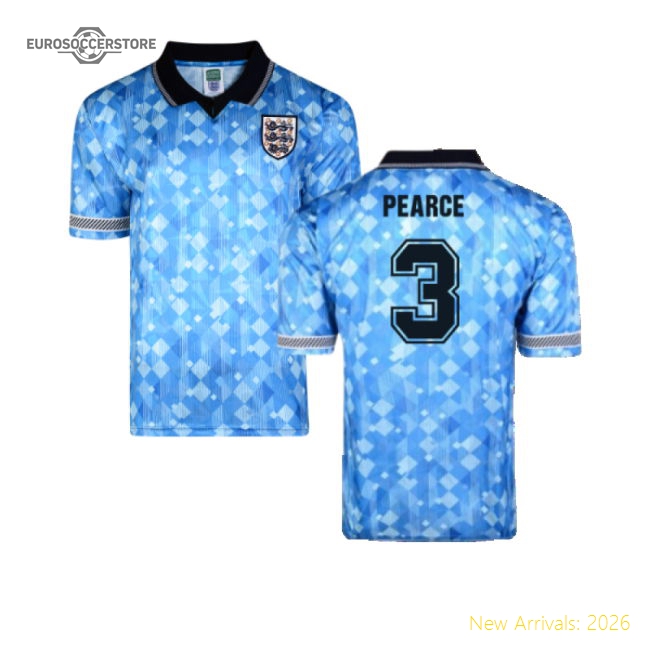 Score Draw England 1990 Third World Cup Finals Retro Football Shirt (Pearce 3)-Vantage Point Soccer