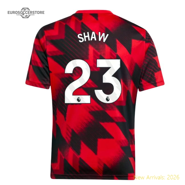 2025-2026 Man Utd Pre-Match Shirt (Red) - Kids (Shaw 23)-Vantage Point Soccer