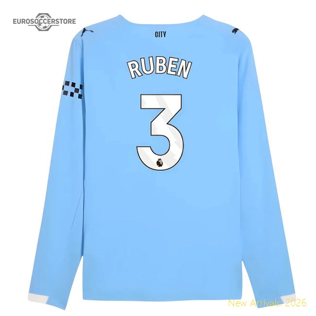 2025-2026 Man City Authentic Long Sleeve Home Shirt (Ruben 3)-Vantage Point Soccer