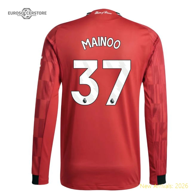 2025-2026 Man Utd Authentic Long Sleeve Home Shirt (Mainoo 37)-Vantage Point Soccer
