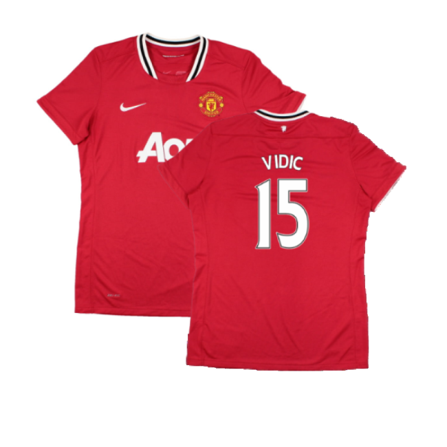 Manchester United 2011-12 Home Shirt (Women\'s) ((Very Good) M) (Vidic 15)-Vantage Point Soccer