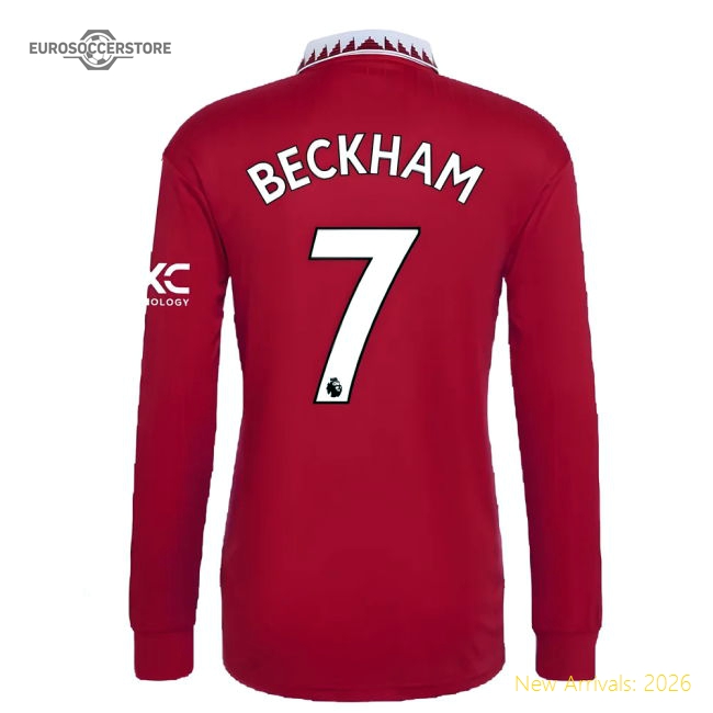 2022-2023 Man Utd Long Sleeve Home Shirt (BECKHAM 7)-Vantage Point Soccer