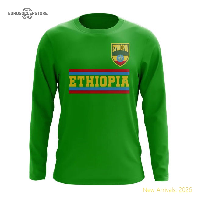 Ethiopia Core Football Country Long Sleeve T-Shirt (Green)-Vantage Point Soccer