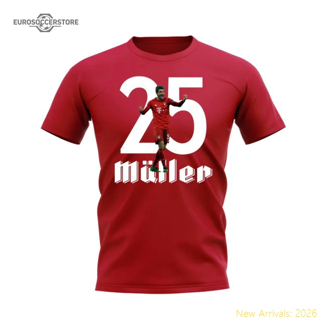 Thomas Muller 25 Bayern Munich T-Shirt (Red)-Vantage Point Soccer