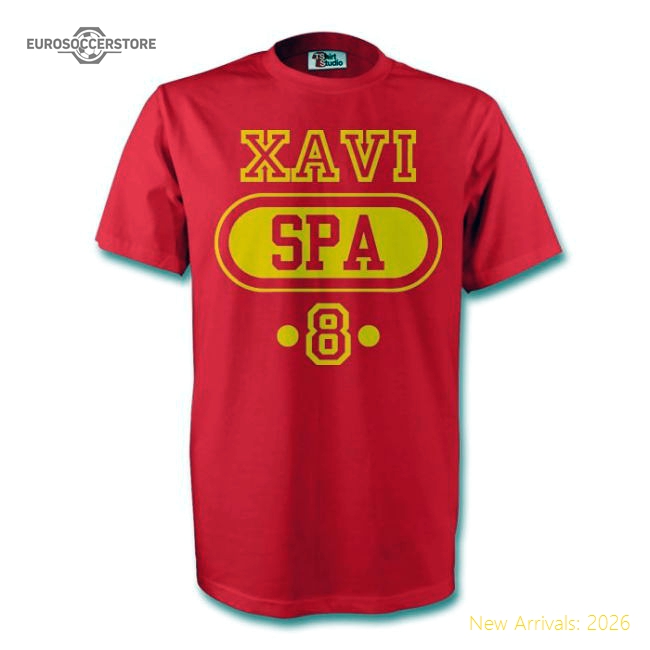 Xavi Spain Spa T-shirt (red)-Vantage Point Soccer
