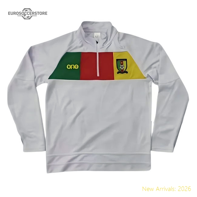 2022-2023 Cameroon 1/4 Zip Training Top (White)-Vantage Point Soccer