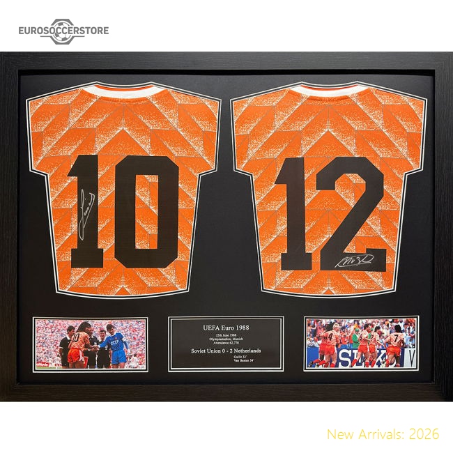 Netherlands Gullit & Van Basten Signed Shirts (Dual Framed)-Vantage Point Soccer
