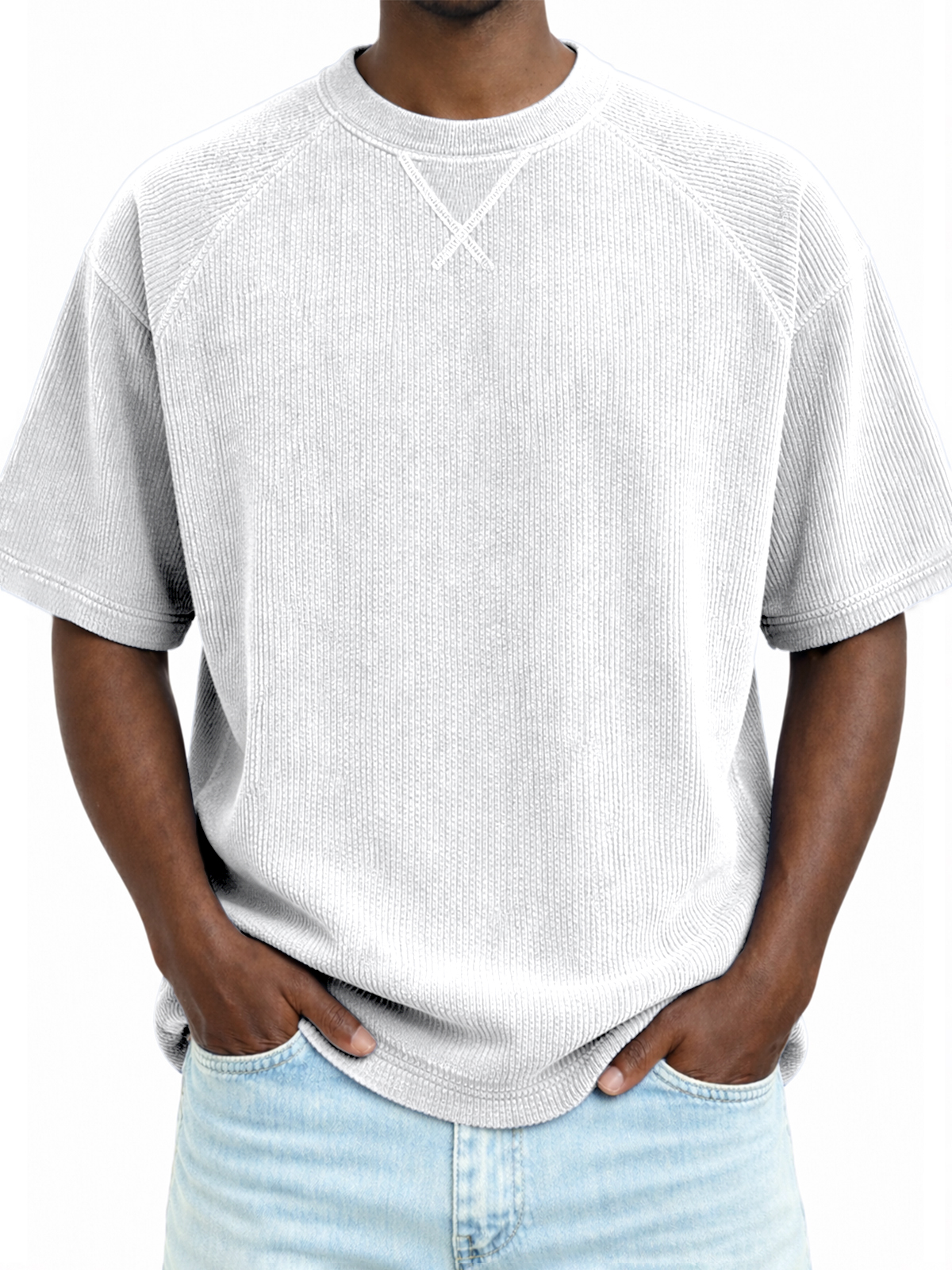 Classic Stitch Corduroy T-Shirt Raglan Sleeve Casual Tee