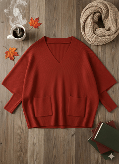 CLEARANCE SALE🔥Women's Casual Solid Color V-Neck Sweater