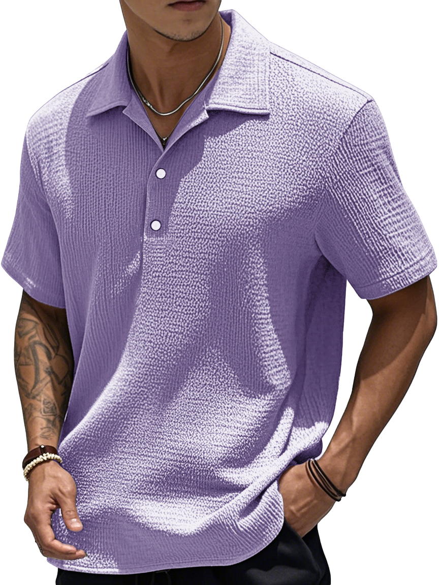 Men's Fashion Retro Pleated Fabric Short-sleeved Polo Shirt