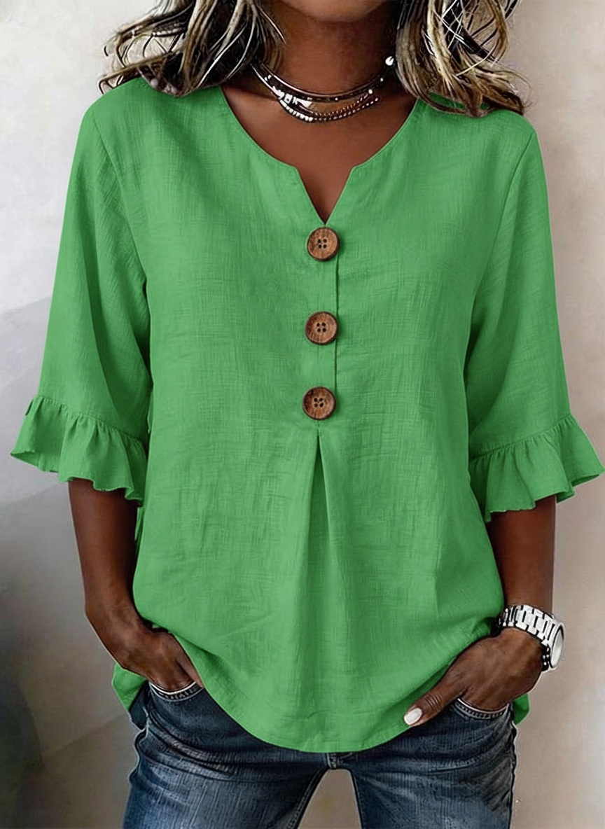 New Arrivals🔥Women'S Casual Solid Color Ruffle Sleeve Top