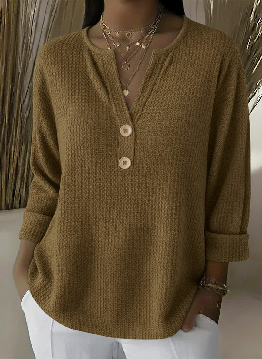 CLEARANCE SALE🔥Classic V-neck Button-down Waffle Sweater