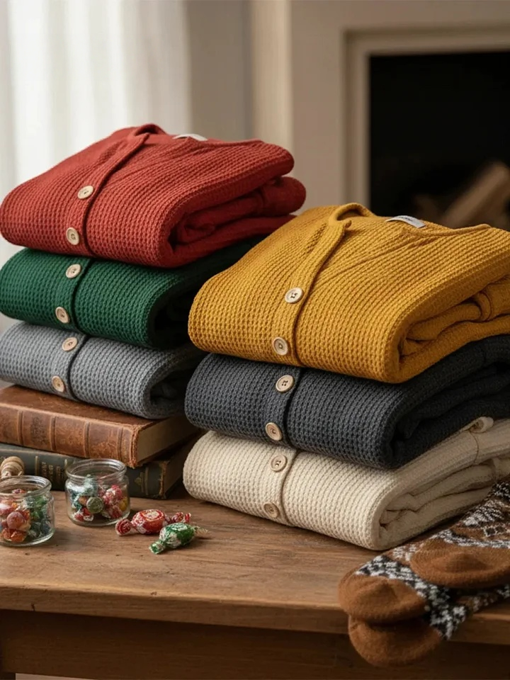 CLEARANCE SALE🔥Classic V-neck Button-down Waffle Sweater