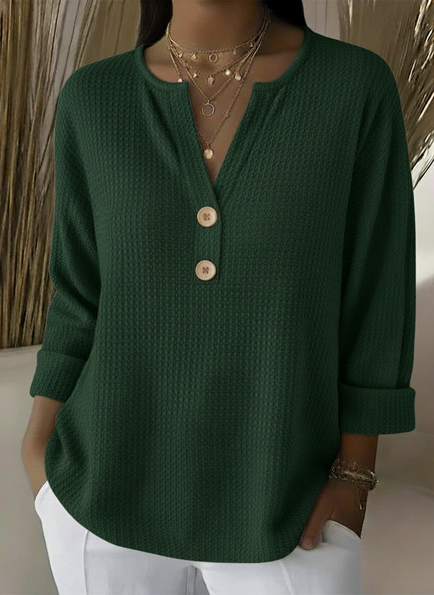 CLEARANCE SALE🔥Classic V-neck Button-down Waffle Sweater