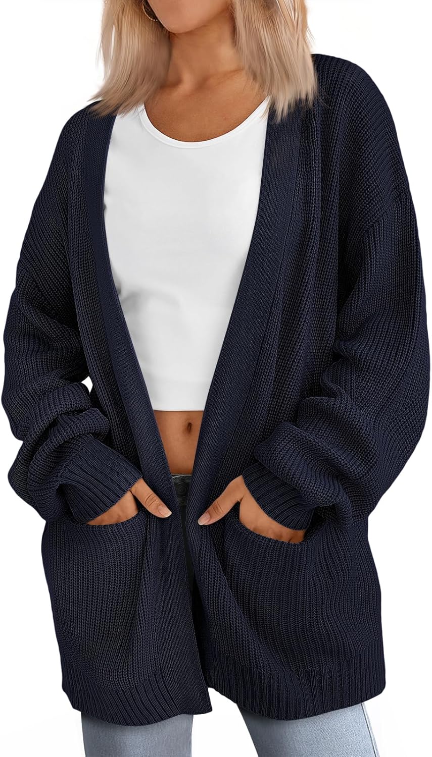 Women's Oversized Cardigans Soft Knit Cardigan Sweater with Pockets