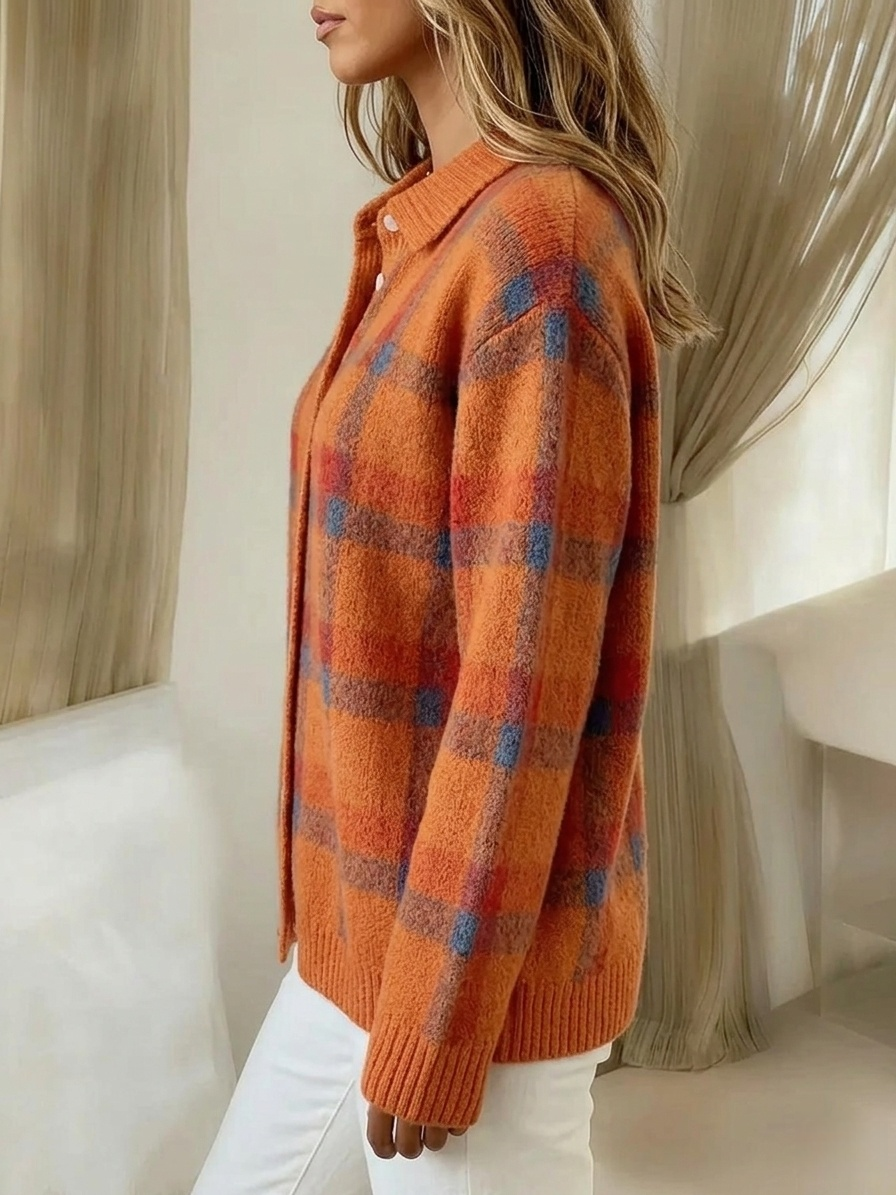 CLEARANCE SALE🔥Women's Retro Plaid Button Cardigan Sweater