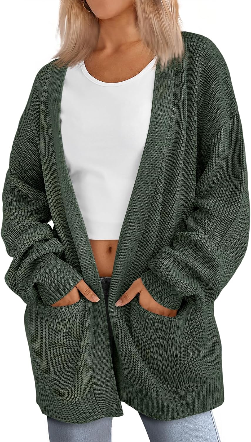 Women's Oversized Cardigans Soft Knit Cardigan Sweater with Pockets