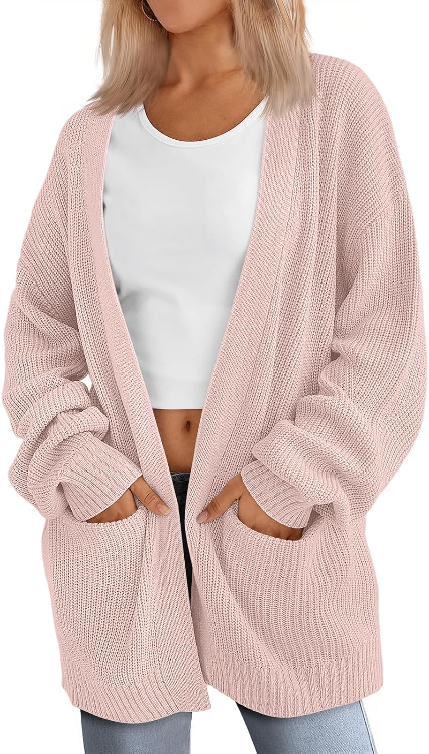 Women's Oversized Cardigans Soft Knit Cardigan Sweater with Pockets