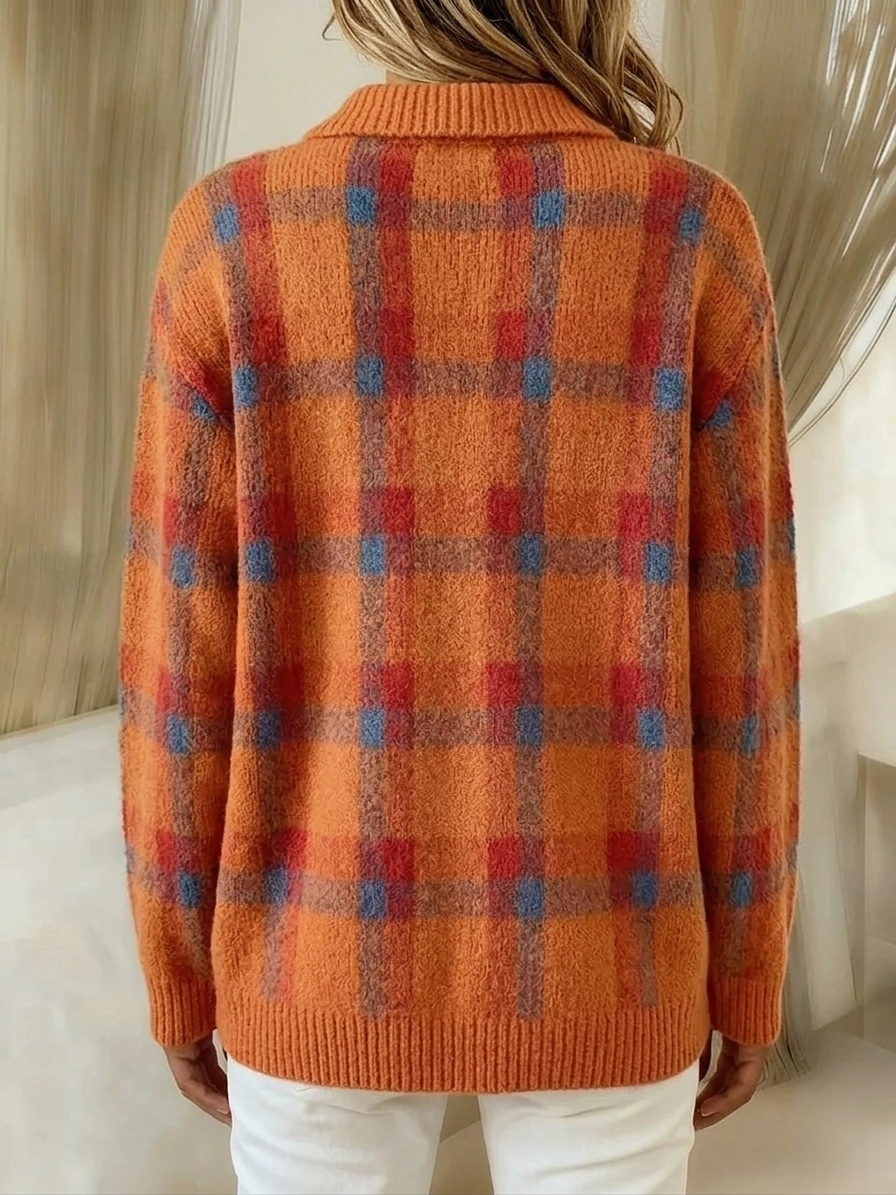 CLEARANCE SALE🔥Women's Retro Plaid Button Cardigan Sweater