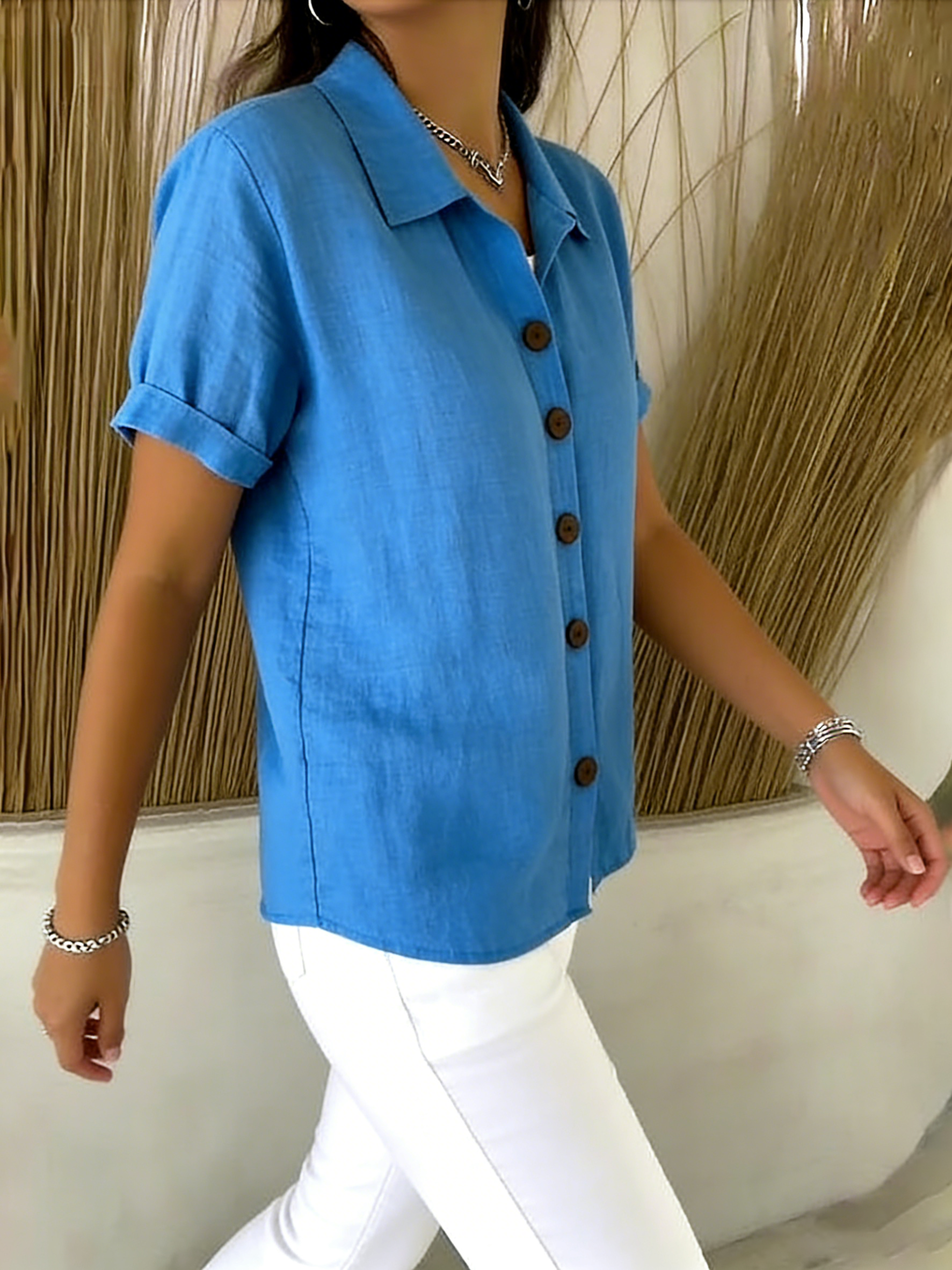 New Arrivals🔥Casual Cozy Basic Button-up Linen-cotton Short-sleeved Shirt